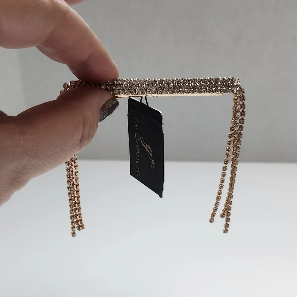 g by Gennaro Hair Clip Gold Tone and Clear Class Stones